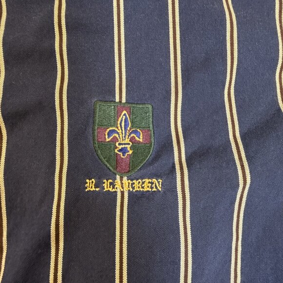 Vintage Ralph Lauren Blaire L/S Button Up Shirt Crest Logo Sz XL Blue Striped - Picture 3 of 7
